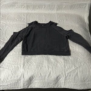 Free People gray cutout shoulder crop top Sz:M